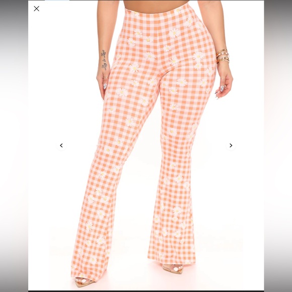 ✨💫🧡ORANGE AND WHITE HIGH WAISTED STRETCHY BELL BOTTOM FLARE LEGGINGS🧡💫✨ - Picture 4 of 11